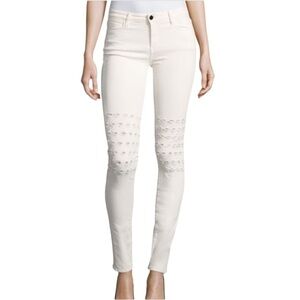 NWT Brokenbow Emma Mid Rise AI Rush Jeans Krystal White 28 Moto Ankle